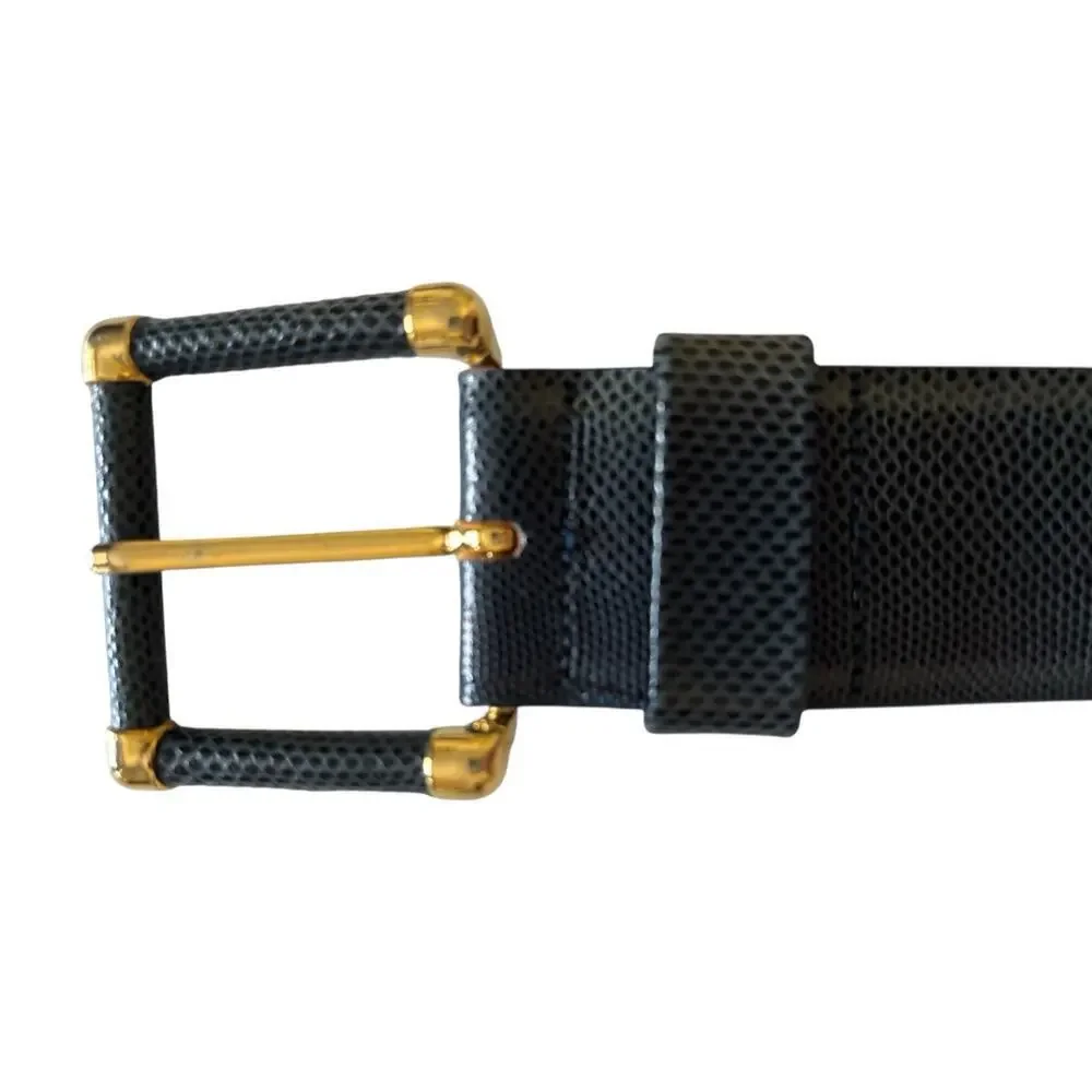 Emmanuel Genuine Reptile Belt Gold Buckle Size Medium Women’s Wide Vintage